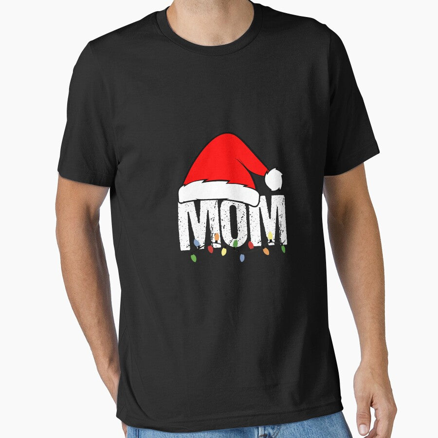 Mom Santa Hat T-Shirt, Mom Christmas Lights Shirt, Family Santa Hat T-Shirt, Matching Christmas Shirt, Family Vacation Outfits, Mom by midodesign20