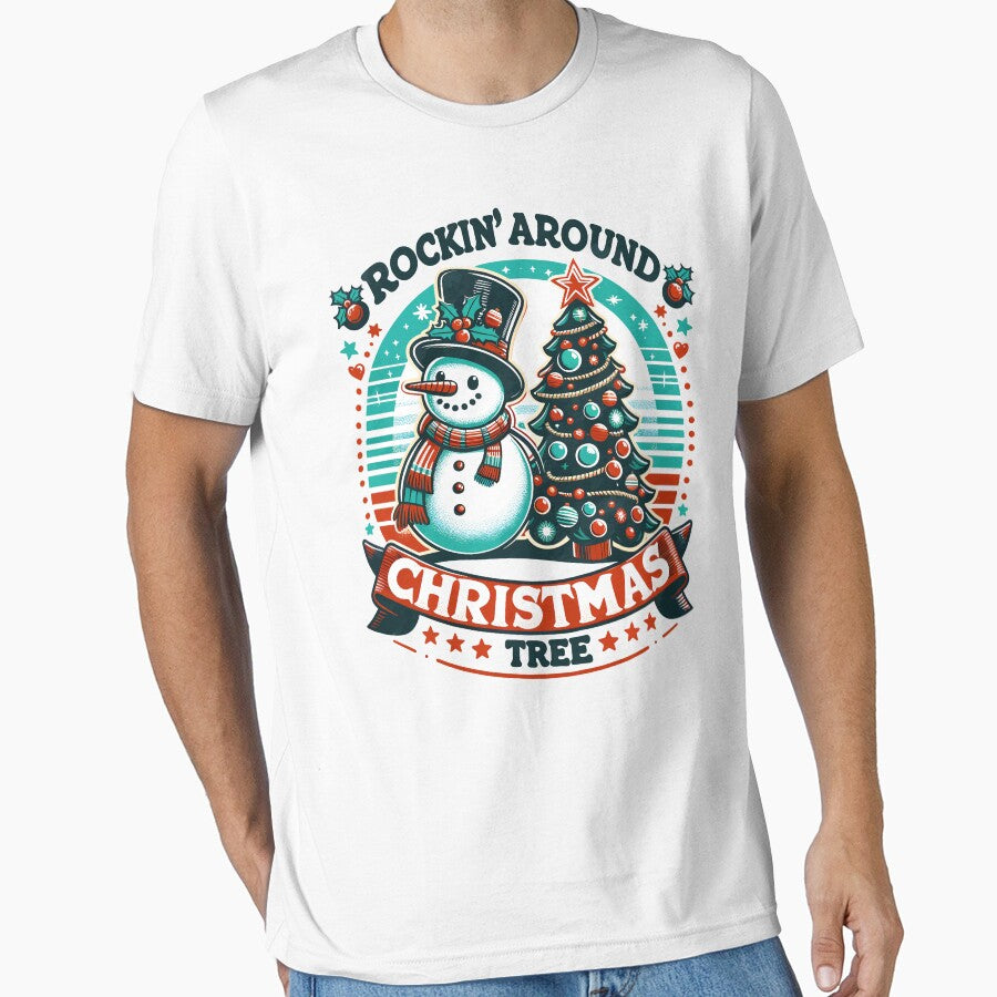 Festive Jingle Vibes - Snowman and Christmas Tree Holiday by Quirky Shirts