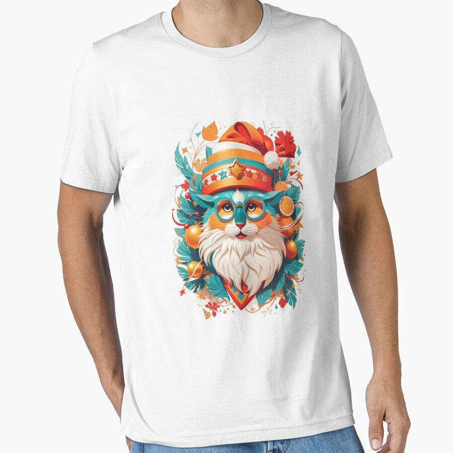 Festive Feline: A Cat in Santa Hat and Glasses with Holiday Flair by Lahrochi