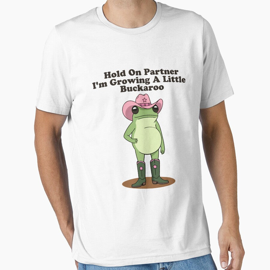Hold On Partner I'm Growing A Little Buckaroo  Funny Frog Pregnancy Pregnancy Announcement Frog Lovers by MotivaChic