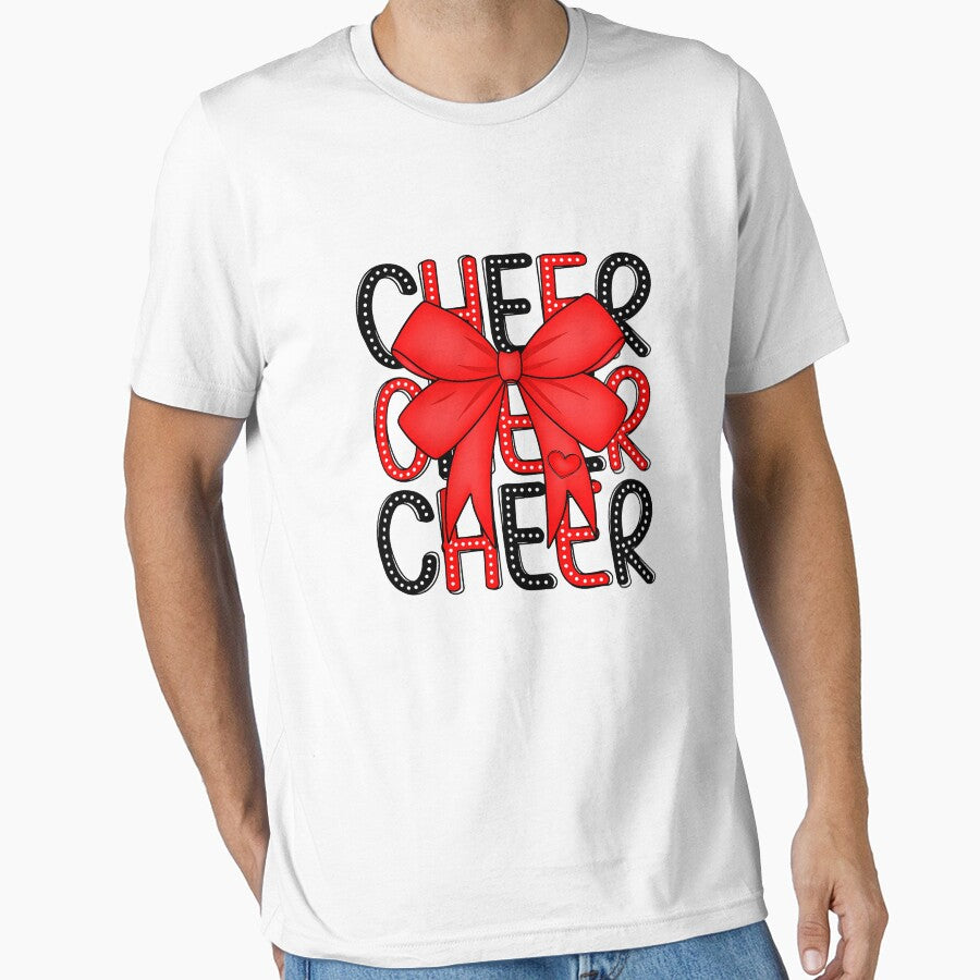 Coquette Cheer Shirt Black and Red Team Cheerleading by ArleneRowe