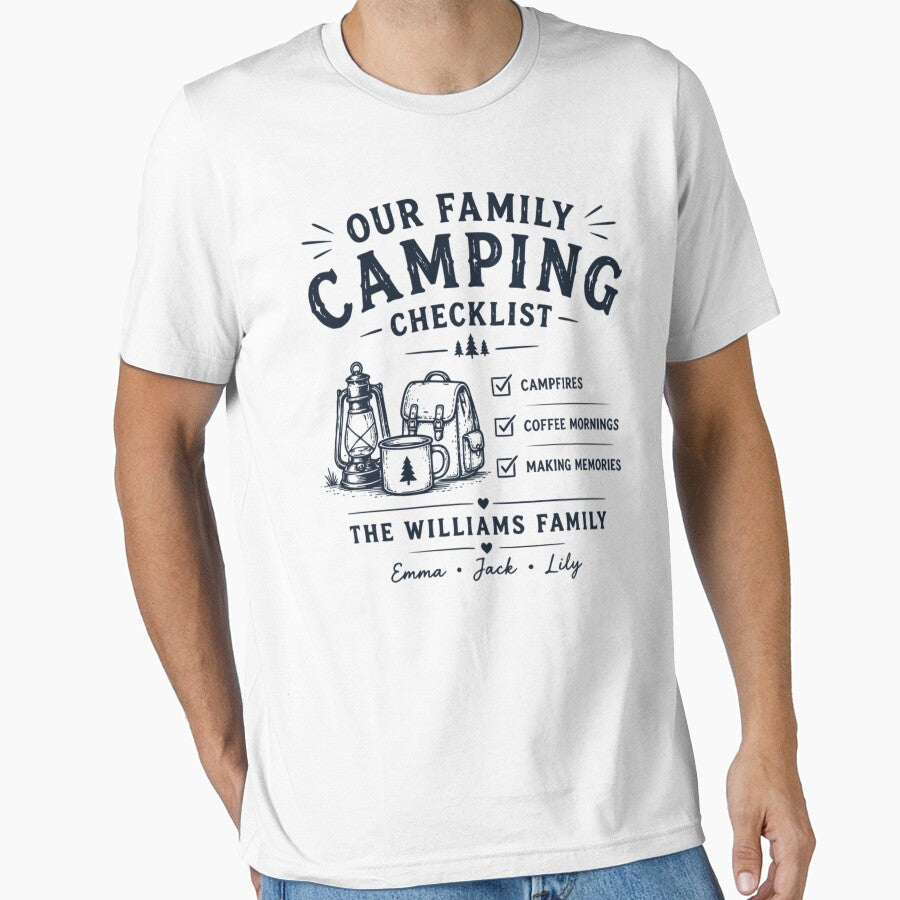 Family Camping Checklist Outdoor Adventure Design by TeeVerse27