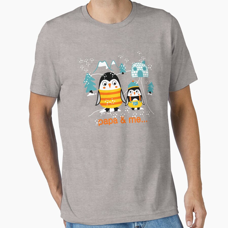 penguin papa and me, penguin dad and child in snow, papa and child penguin by GreyStanzione1