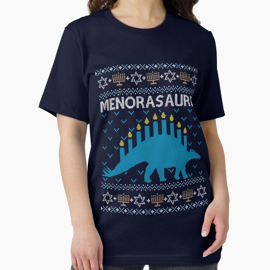 Ugly Hanukkah Sweater, Menorasaurus, Jewish dinosaur shirt by taraJcreative
