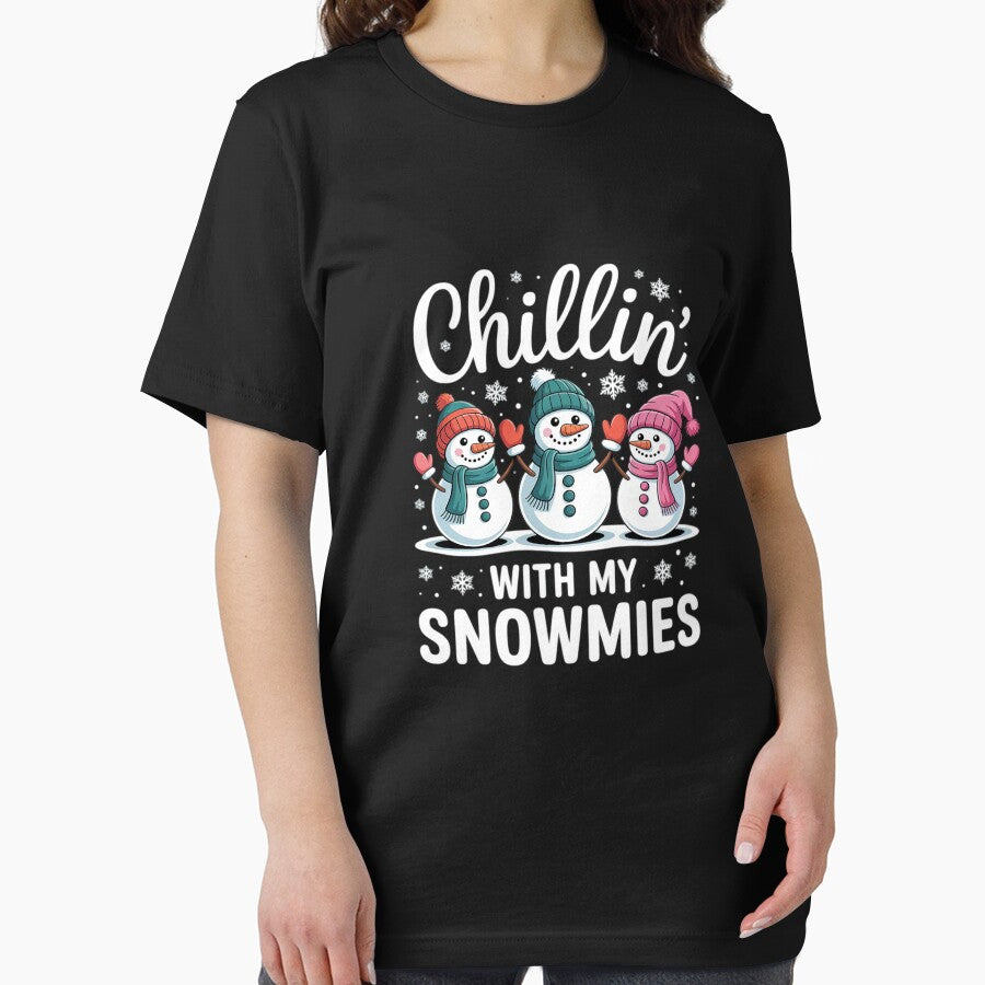 Chillin With My Snowmie Women Christmas Snowman Teacher Snow by angolinnArt