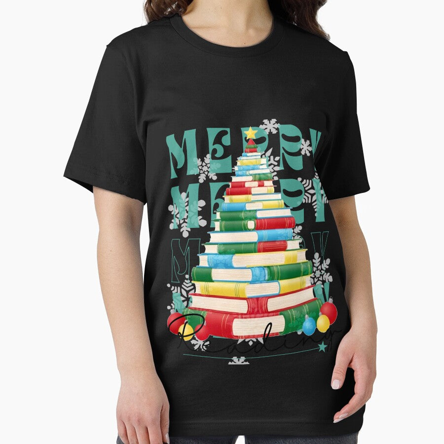 Merry Reading Bookish Christmas Tree Design by jteart