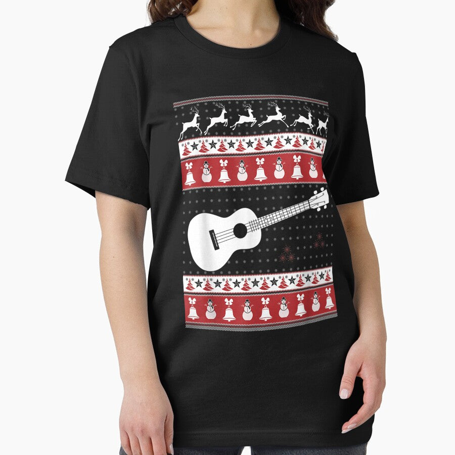 Ukulele Ugly Christmas Sweater Xmas T-Shirts by DahlerDale