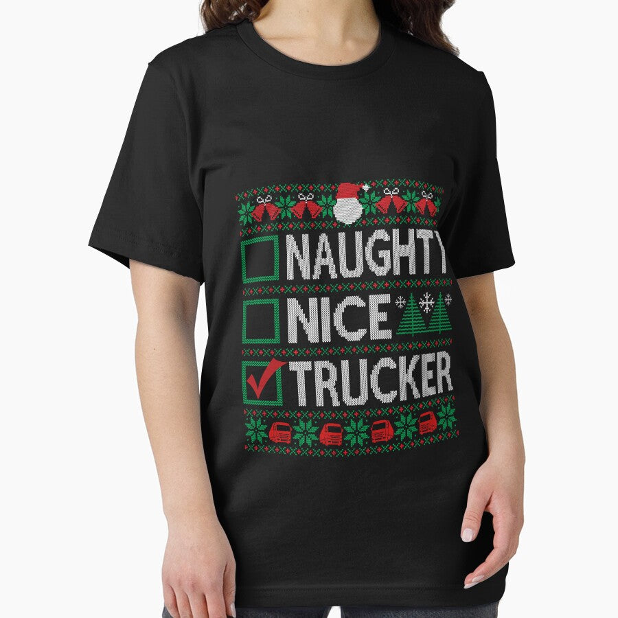 Naughty Nice Trucker Christmas List Ugly Christmas Sweater by uncomfortablein