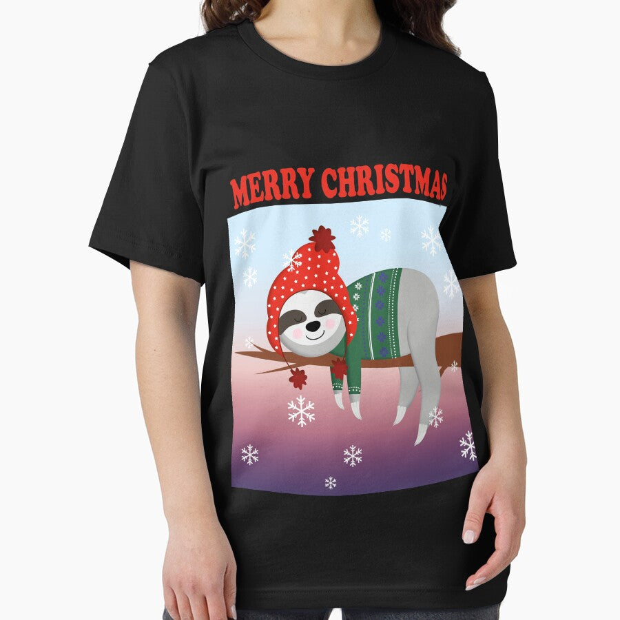 SLOTH WINTER CHRISTMAS SNOW SLEEP T-Shirt by bigerdan