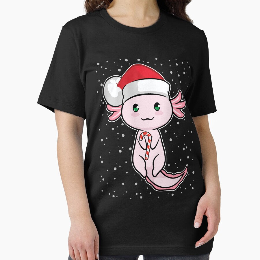 Axolotl Christmas Candy Cane Funny Santa Hat by GravitiTees