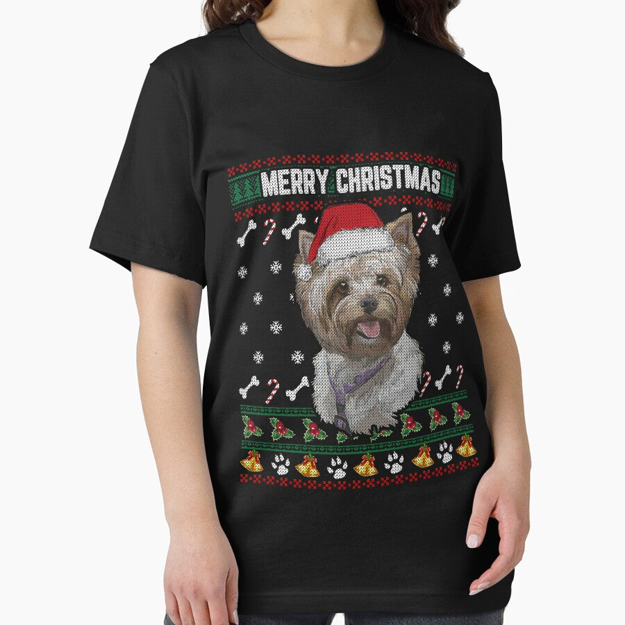 Yorkshire Yorkie Lovers Ugly Xmas Sweater Merry Christmas T Shirt by thuthuatna