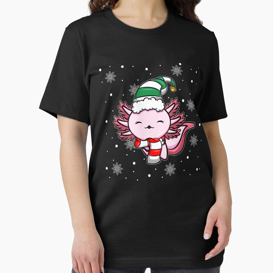 Cute Kawaii Axolotl Elf Christmas Santa Hat by darcyselo