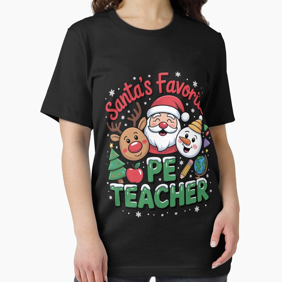 Santa's Favorite PE Teacher Christmas Men Women by DarioRosales