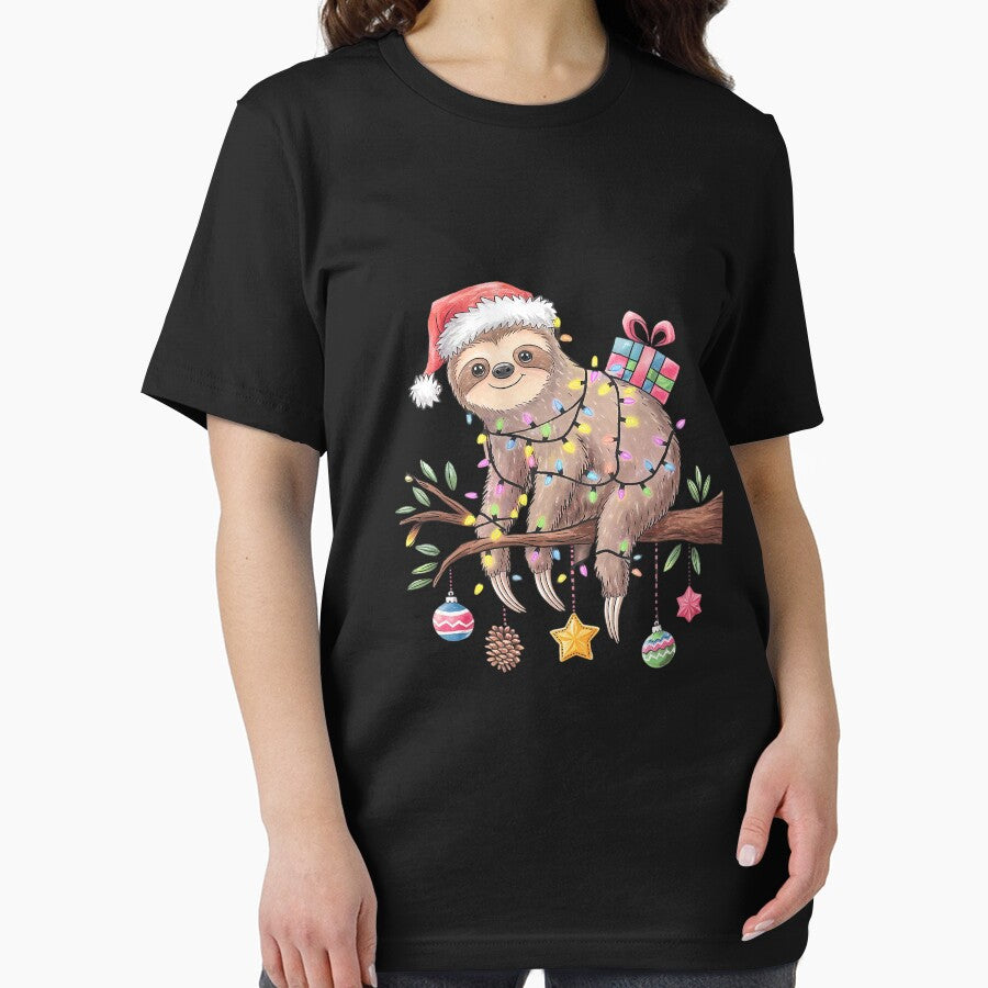 Sloths Xmas Lighting Reindeer Santa Hat Sloth Christmas by Belkisallen