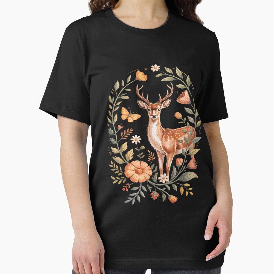 Cute Cottagecore Deer & Flowers Whimsical Art Florals by JulienAureo