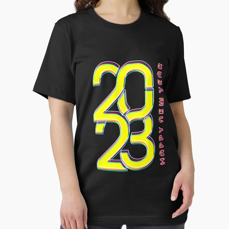 Hello 2023 Happy New Year-colorful line art design by ismdesigner