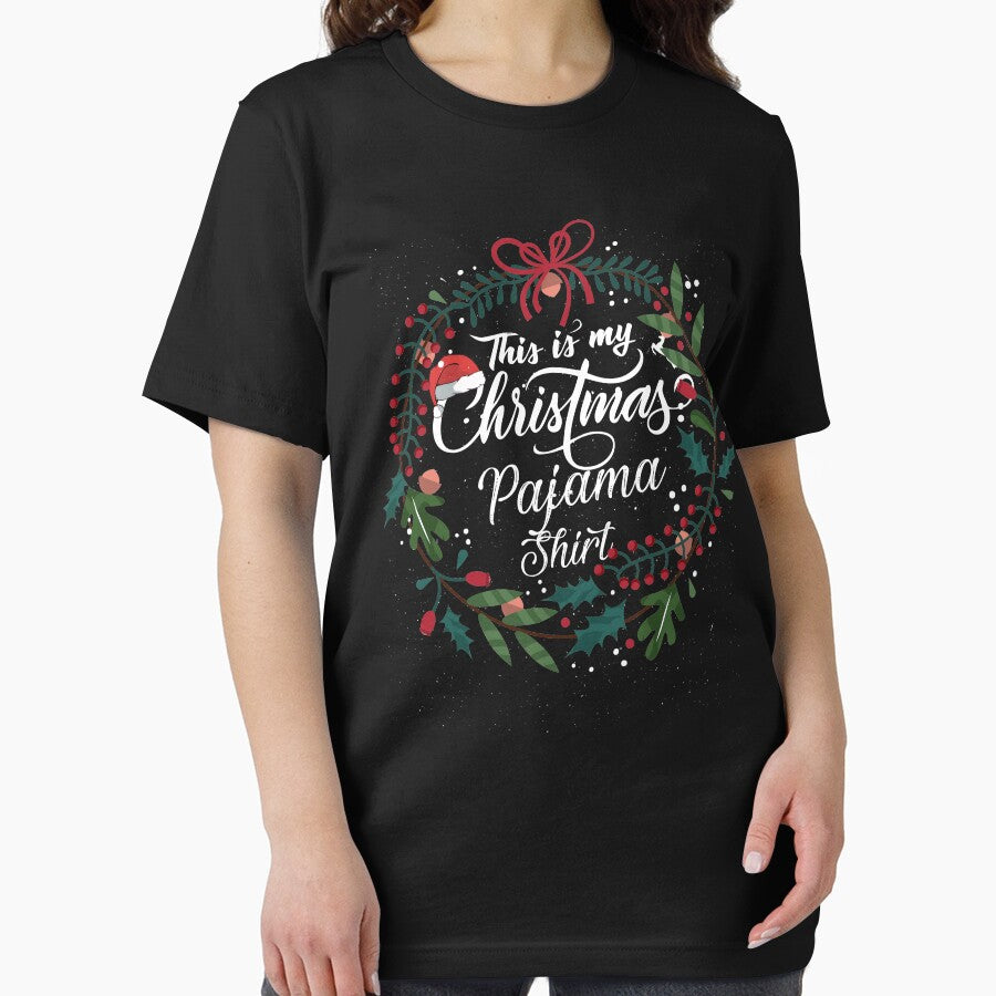 This is my Christmas Pajama Shirt mistletoe wreath by alenaz