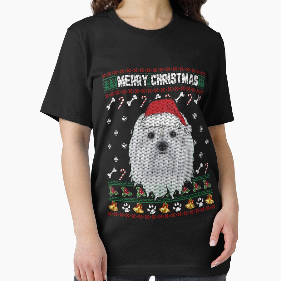 Maltese Lovers Ugly Xmas Sweater Merry Christmas T Shirt by thuthuatna