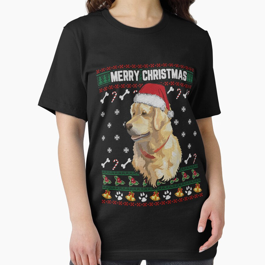 Golden Retriever Lovers Ugly Xmas Sweater Merry Christmas T Shirt by thuthuatna