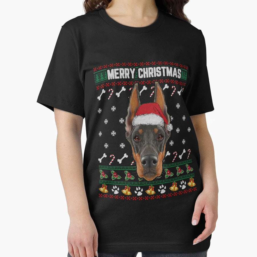 Doberman Lovers Ugly Xmas Sweater Merry Christmas T Shirt by thuthuatna