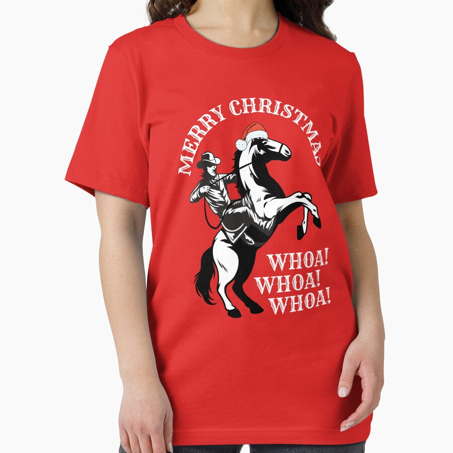 Merry Christmas WHOA! WHOA! WHOA! | Horse Santa Riding Cowboy Western For Horse Lovers by InkItStudio
