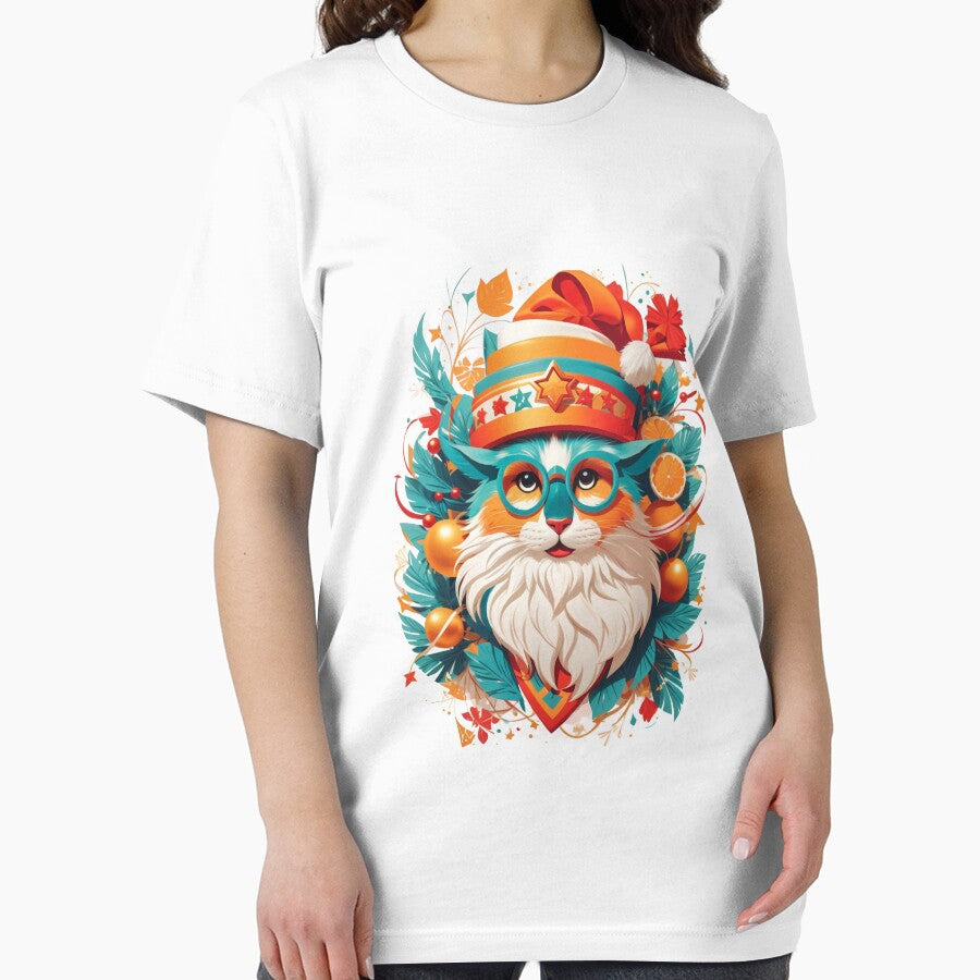 Festive Feline: A Cat in Santa Hat and Glasses with Holiday Flair by Lahrochi