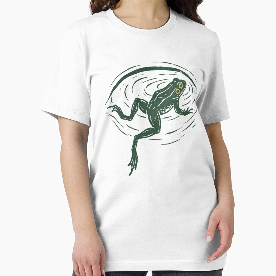 Minimal Frog Swimming Aesthetic Calm Water Ripple Nature by FreshVibe Prints