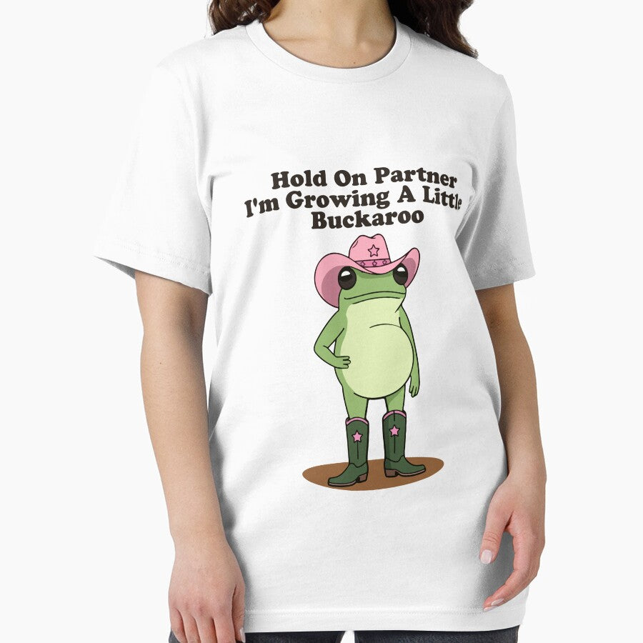 Hold On Partner I'm Growing A Little Buckaroo  Funny Frog Pregnancy Pregnancy Announcement Frog Lovers by MotivaChic