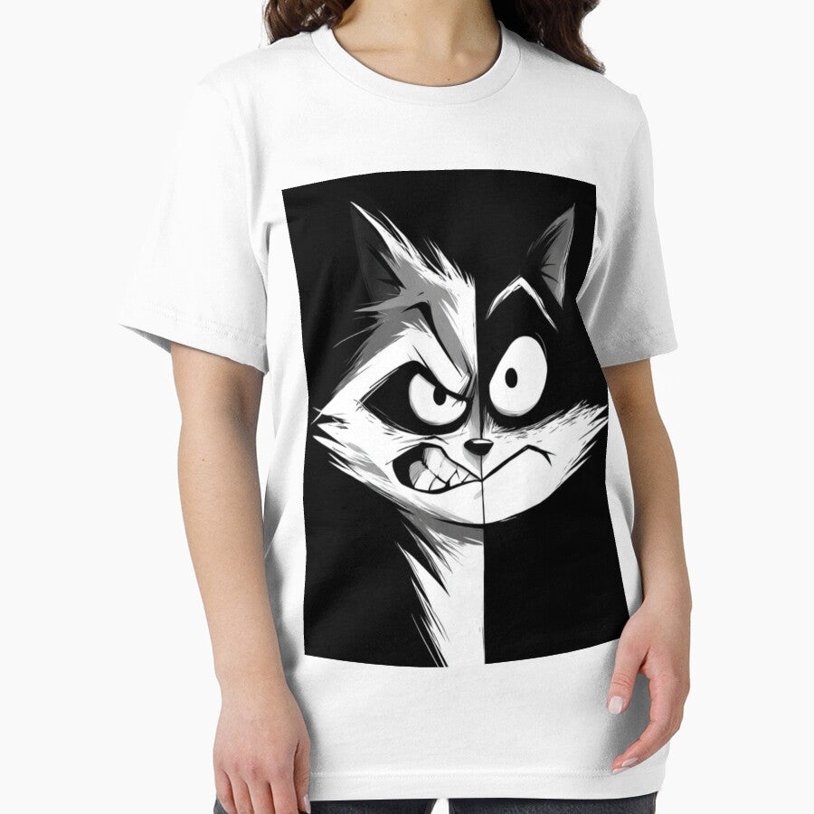 Funny Raccoon Meme Collection – Dual Personality Raccoon Face Funny Trash Panda Graphic Tee by MiraLumeStudio