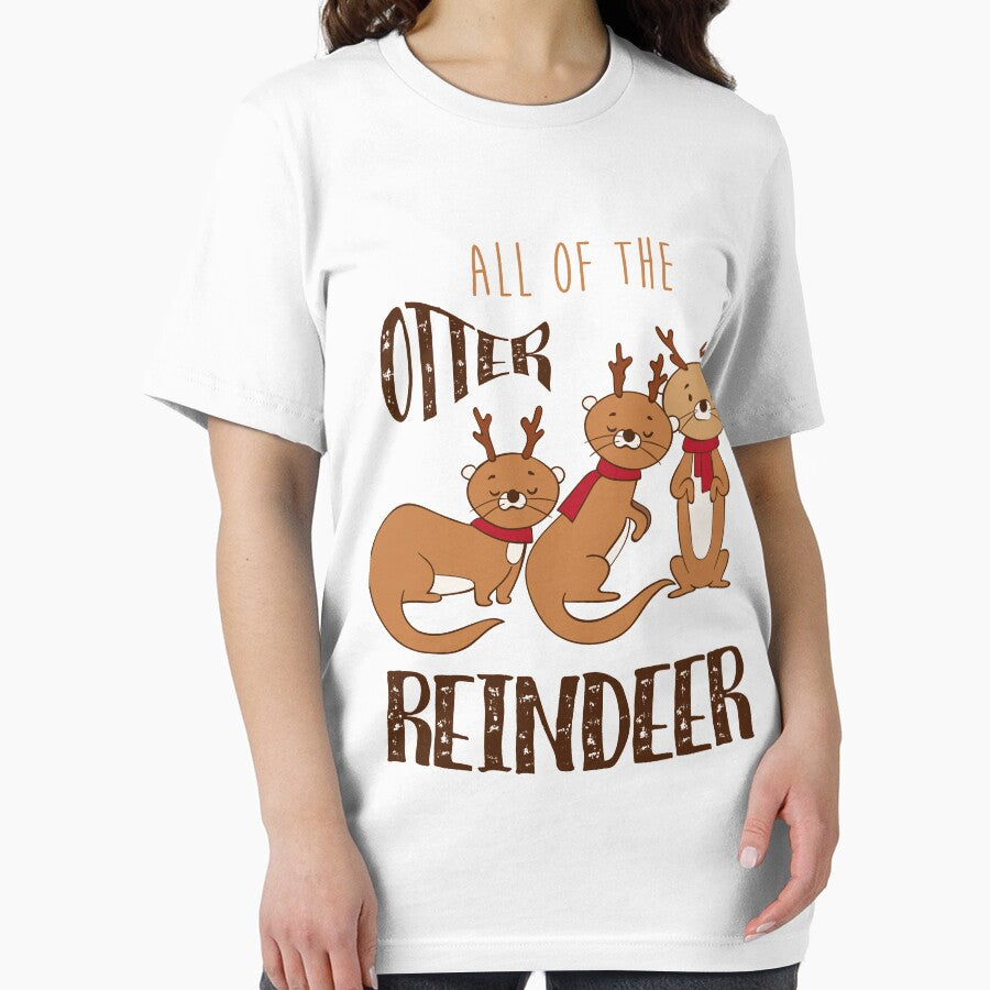 All Of The Otter Reindeer Cute Otter Christmas T Shirt by DreamyPanda
