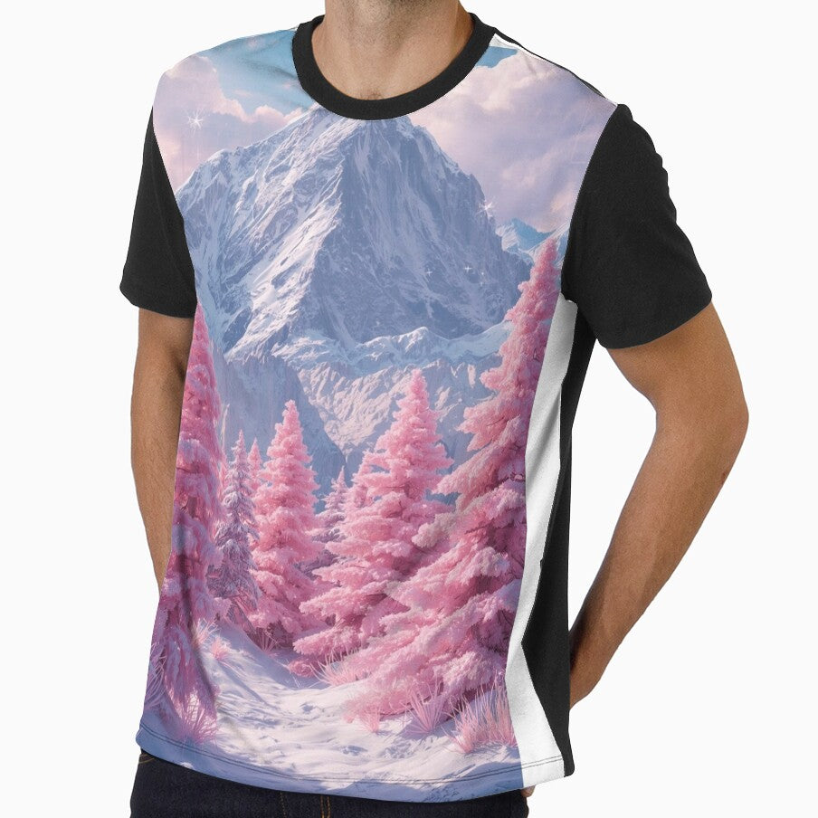 Pink Winter Mountain Landscape Art Print by MH Digital Studio