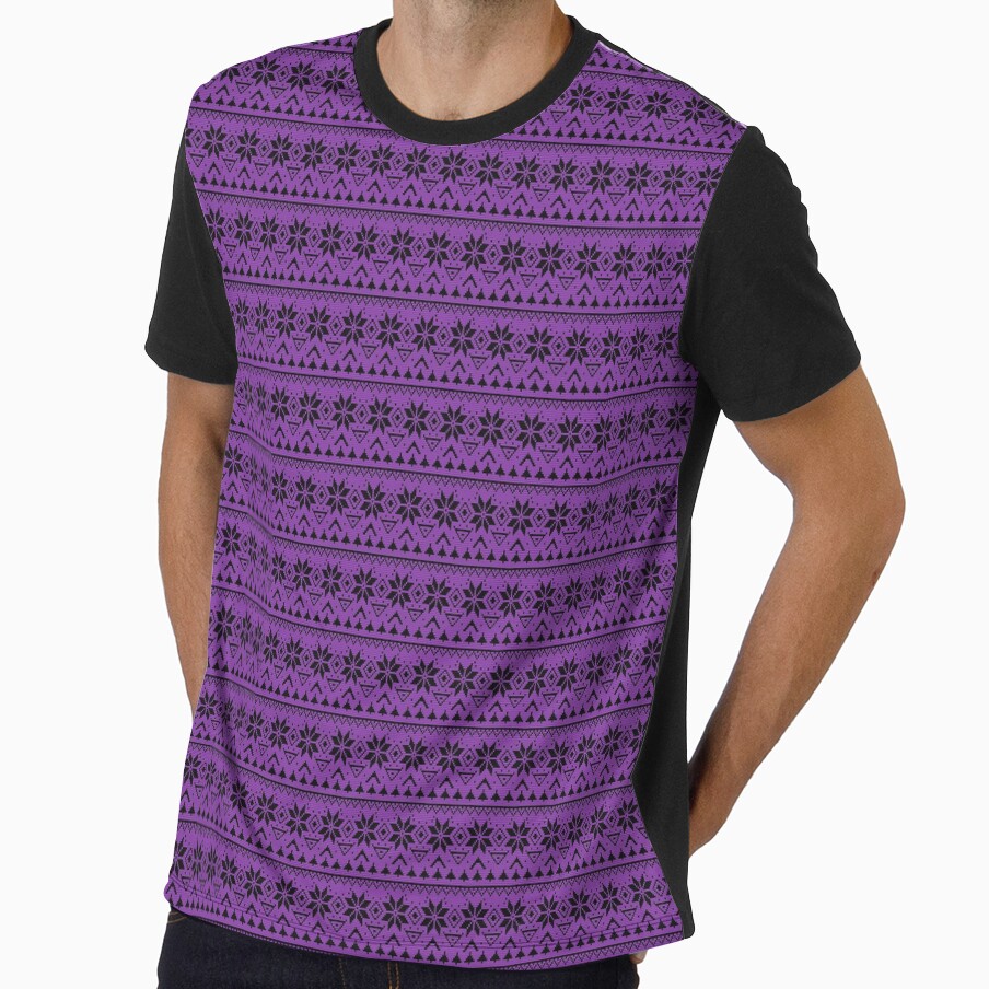 Scandinavian ornament Christmas ugly sweater design purple by fuzzyfox