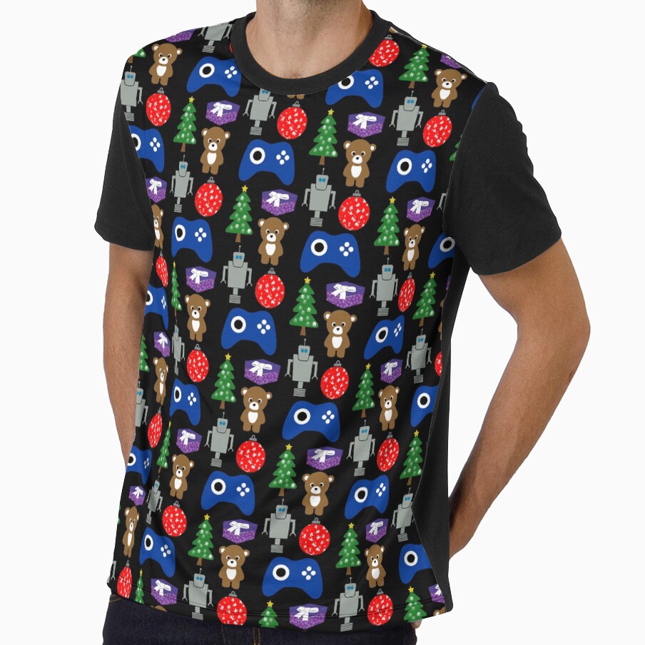 Christmas Gifts Pattern with Teddy Bear and Robot by thejblock