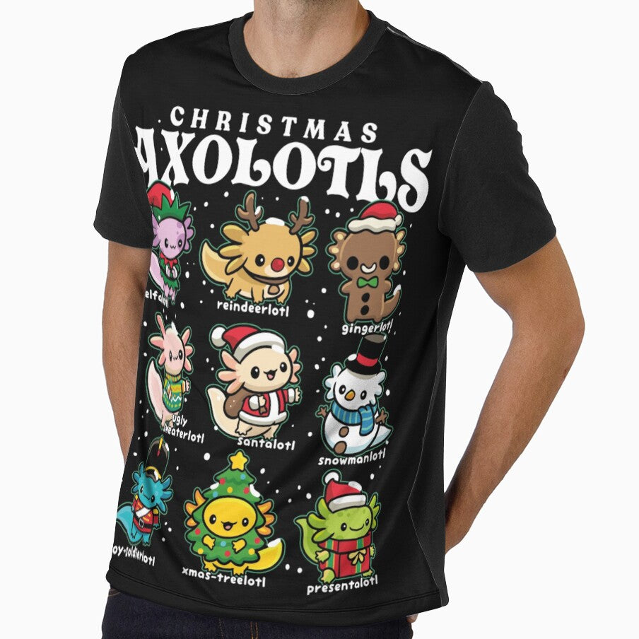 Adorable Christmas Axolotls Group Cute Holiday Winter Sweater Animals by Suzu Comena