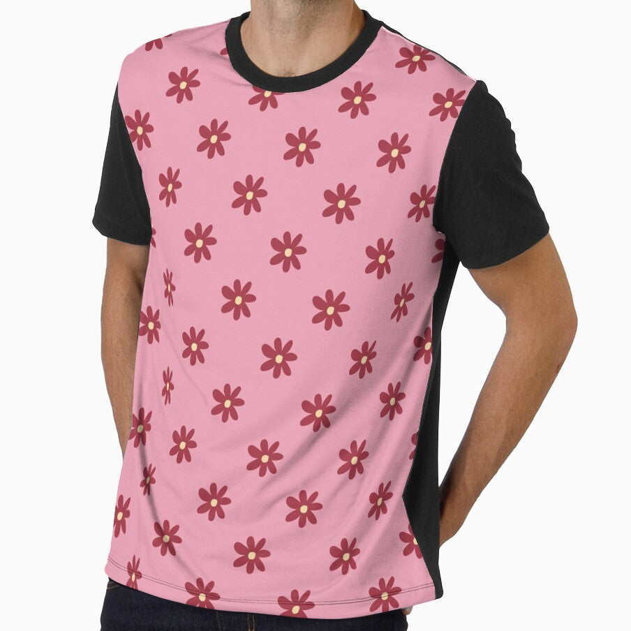 Cute Pink and Red Daisy Pattern | Burgundy Wildflowers Preppy Pink Daisy | Minimalist Red Floral Pattern | Coquette Pink Flower Pattern | Pastel Pink Burgundy Floral Pattern by VivaFy