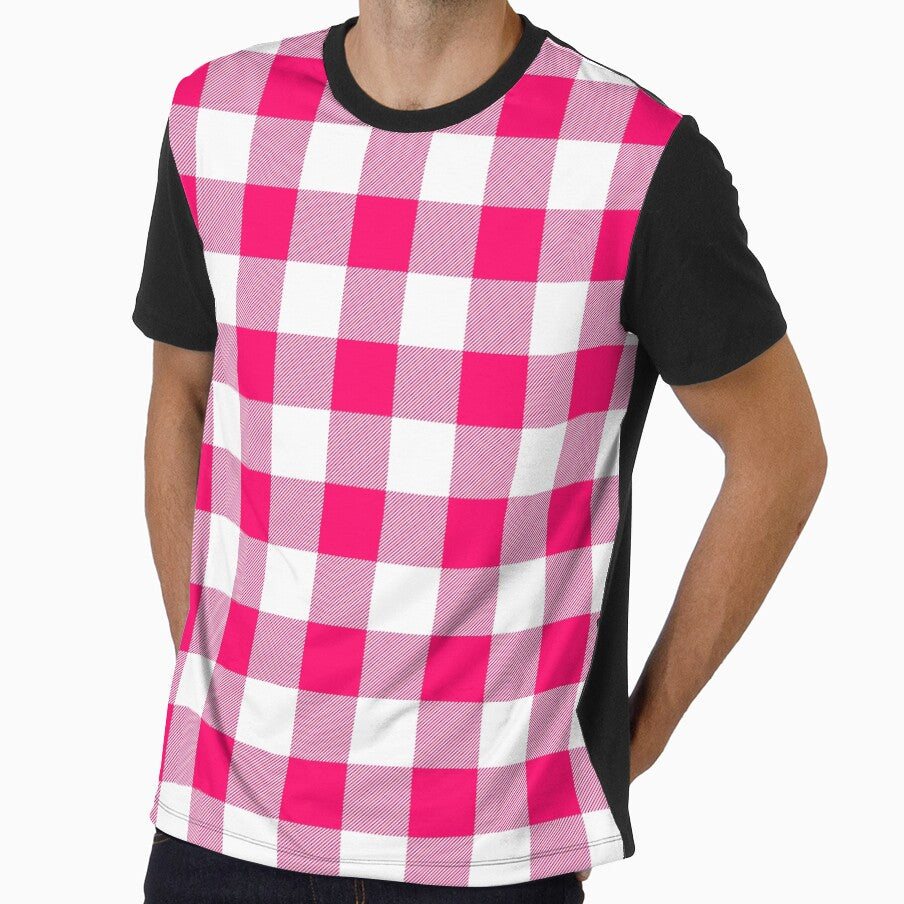 Candy Cane Buffalo Plaid in Hot Pink and White by Angela Dow