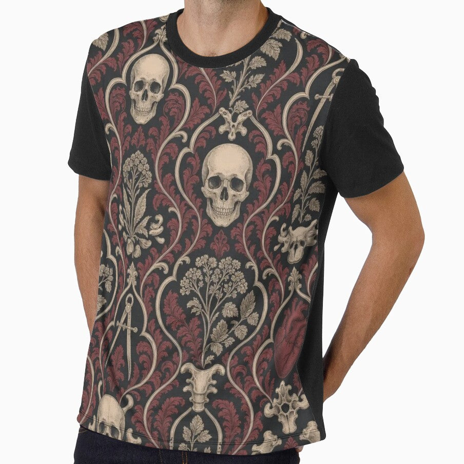Anatomy Library Damask Seamless Pattern | Vintage Bookish Dark Academia Toile Repeat by StickyGuys