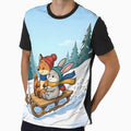 Cute Fox and Bunny Sledding Winter Animals by Herodestroyer