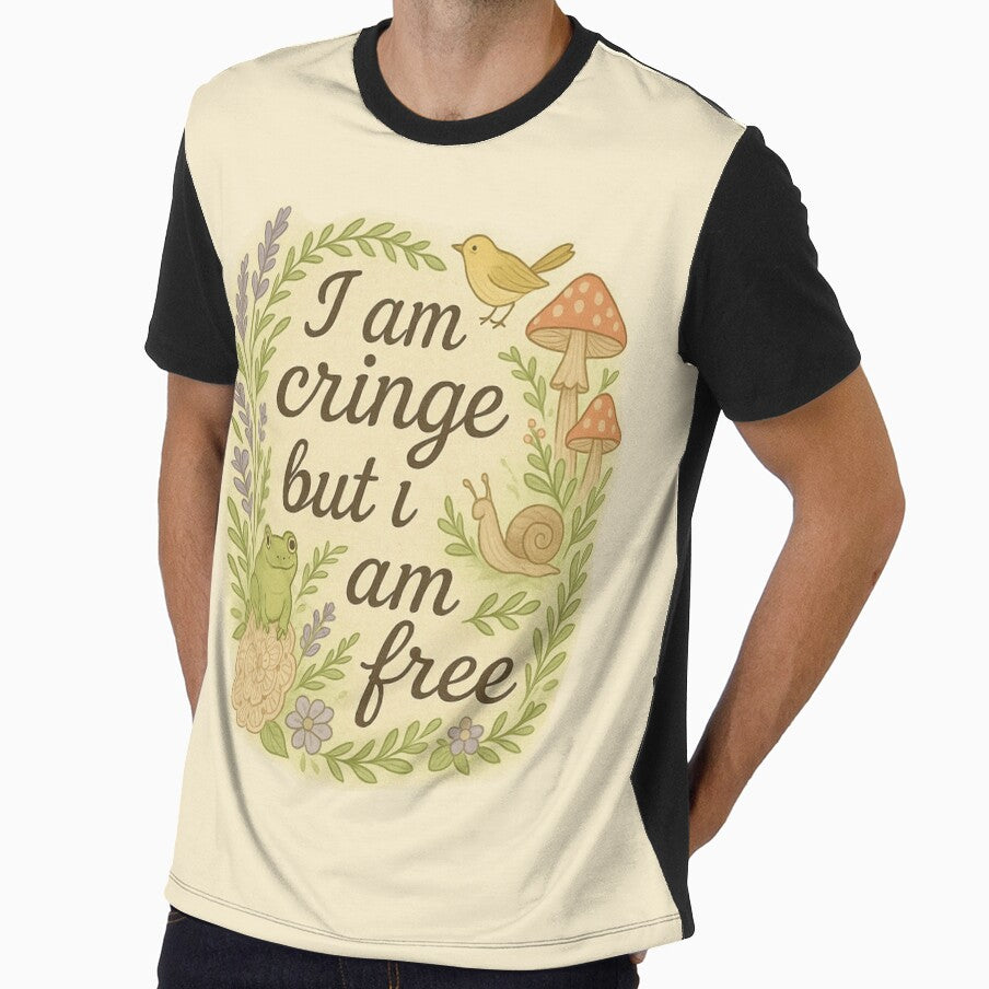 I Am Cringe but I am Free (cottagecore mushrooms, frogs, birds) by DPS Phase Stickers