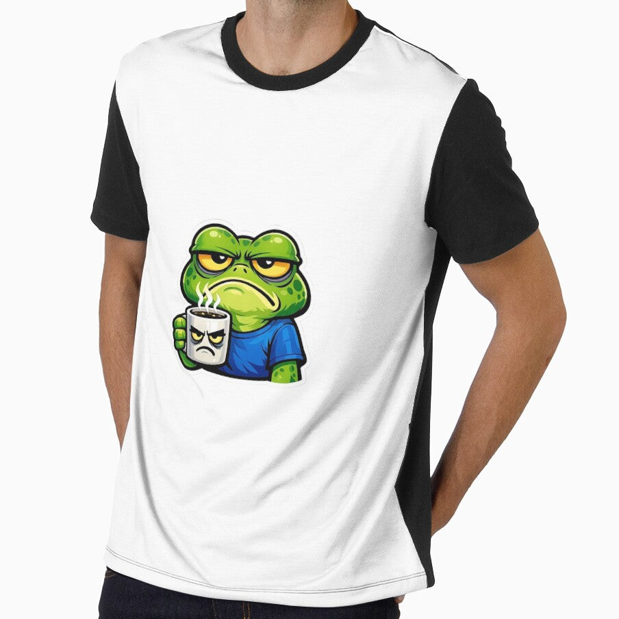 Grumpy Frog With Matching Coffee Mug Sticker by Barkybond