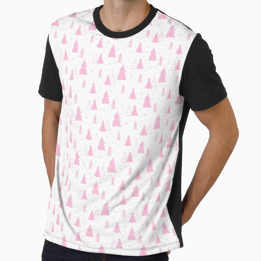 Pink Christmas Tree and Snowflake Pattern by ChaosDesigns876