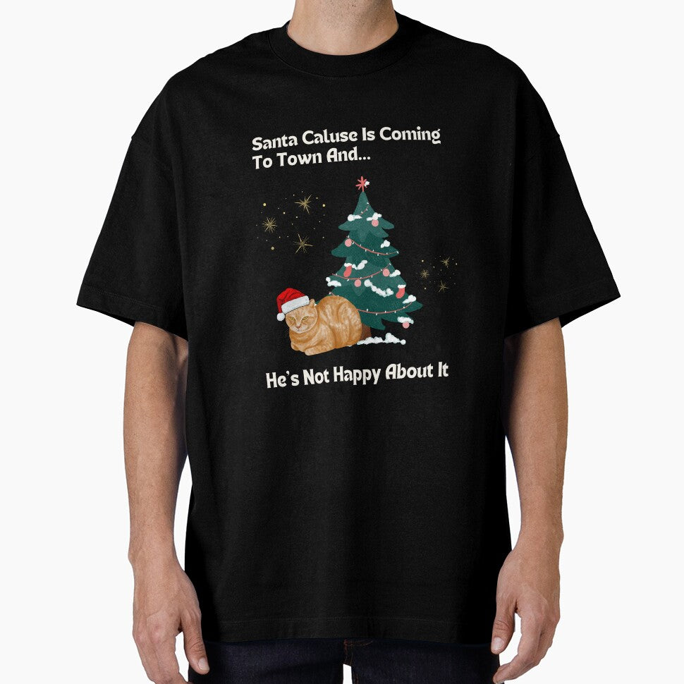 Funny Grumpy Orange Cat Christmas Saying - Sarcastic Christmas Santa by Cat Stories