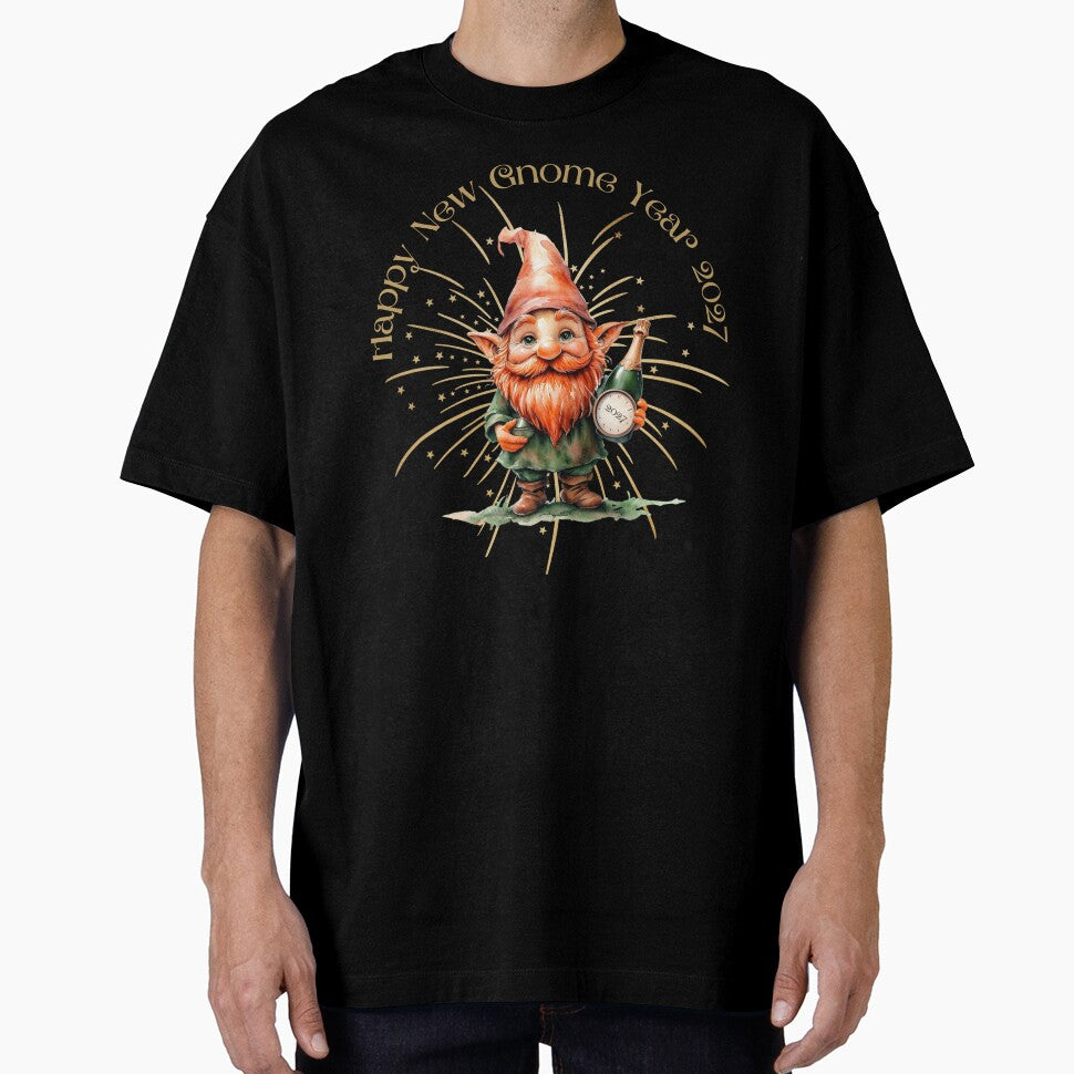 Happy New Year 2027 - Funny Gnome with Champagne Holiday Shirt by SillentDesign