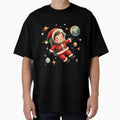 Astronaut dressed in a Santa Claus costume surrounded by stars by kankan22