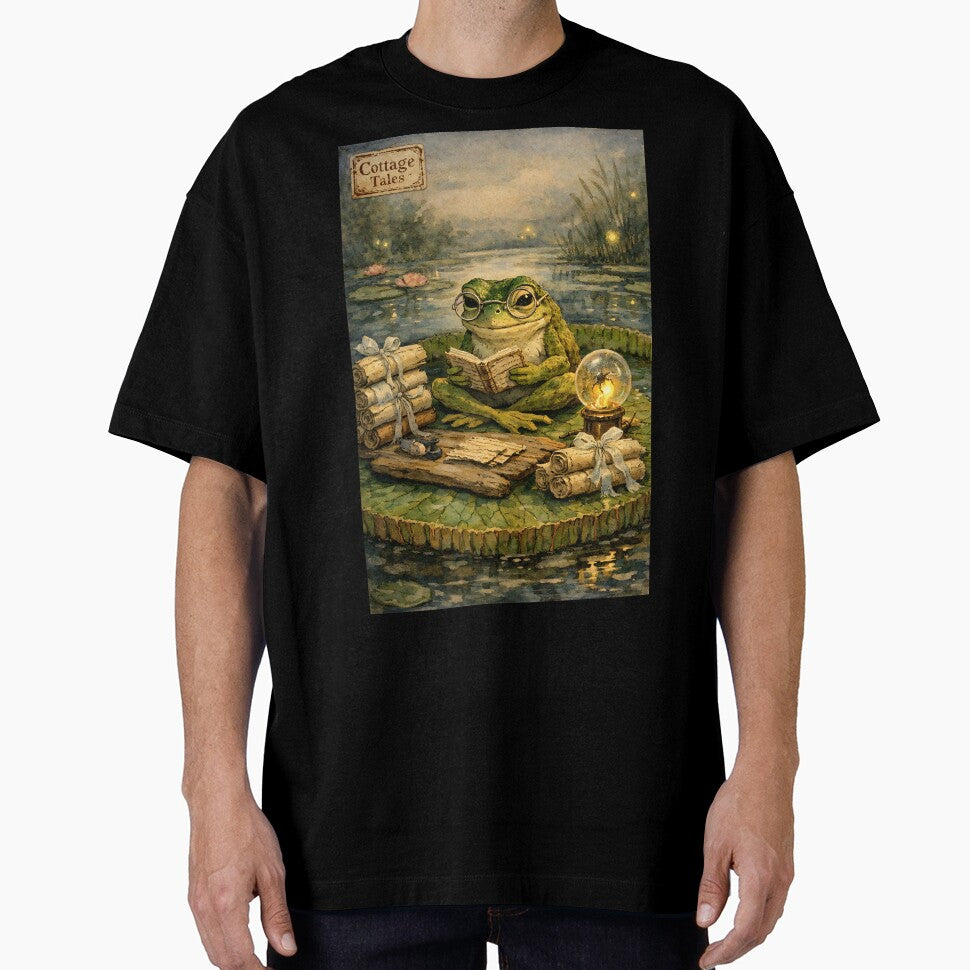 The Lily-Pad Librarian - Cottagecore Frog by bapupa