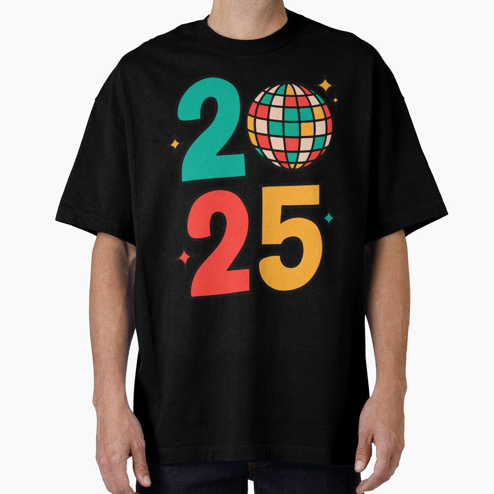 Retro 2025 Disco Ball Celebration by DrawHandArt