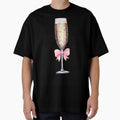 Elegant Sparkling Champagne Glass With Pink Bow Celebration New Year Art by River Silva