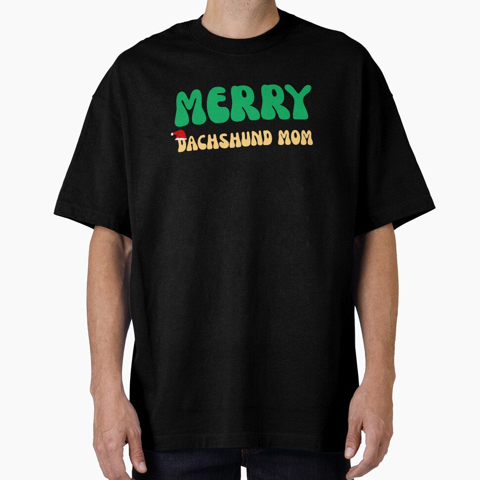 Groovy Merry Dachshund Mom Christmas Wiener Dog by mumchaosdesigns
