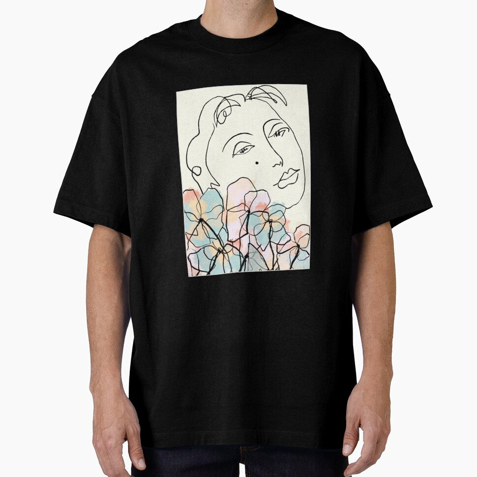 Matisse Line Art - Woman with Flowers - Darkacademia by Asher-and-Asher