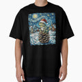 Christmas Frog on Pinecone in Swirling Winter Village by MiALopezArt